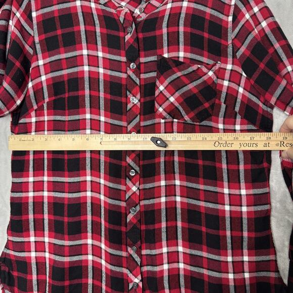 Talbots Shirt Womens Medium Petite Red Black Plaid Button Down Long Sleeve Top - Picture 5 of 8